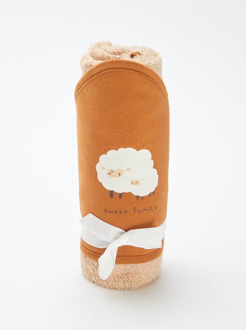 Badcape van badstof met print - 75 x 75 cm ORANJE - Kiabi