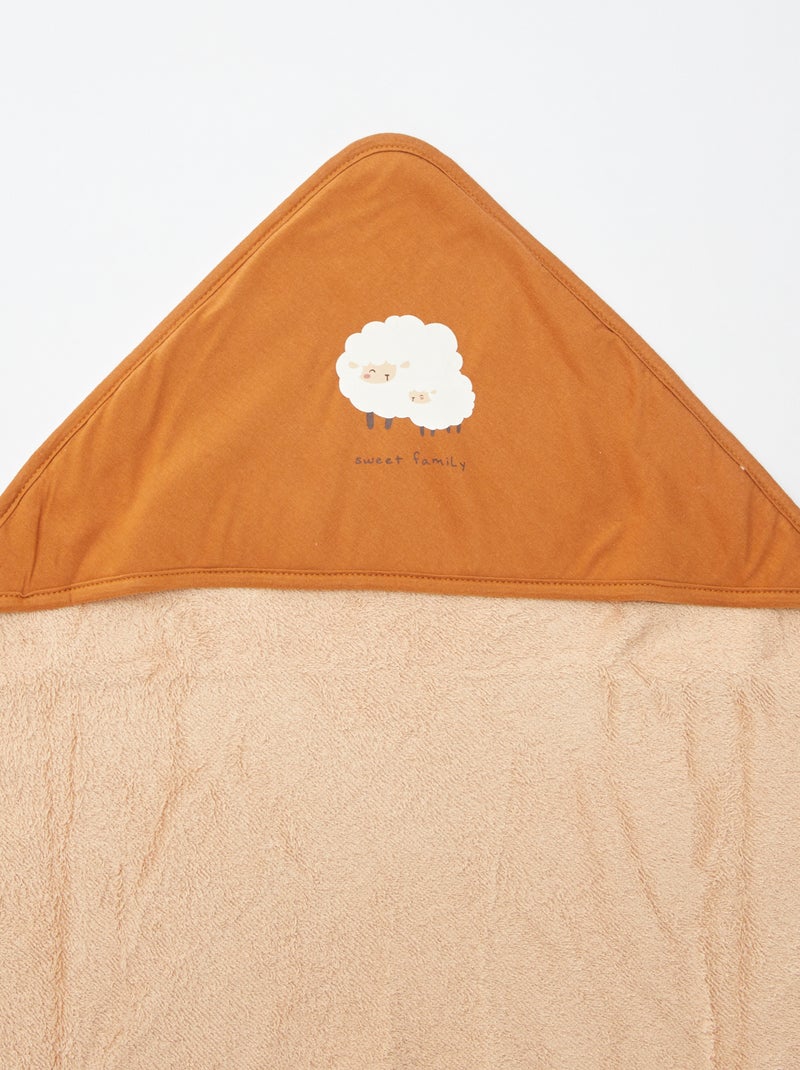 Badcape van badstof met print - 75 x 75 cm ORANJE - Kiabi