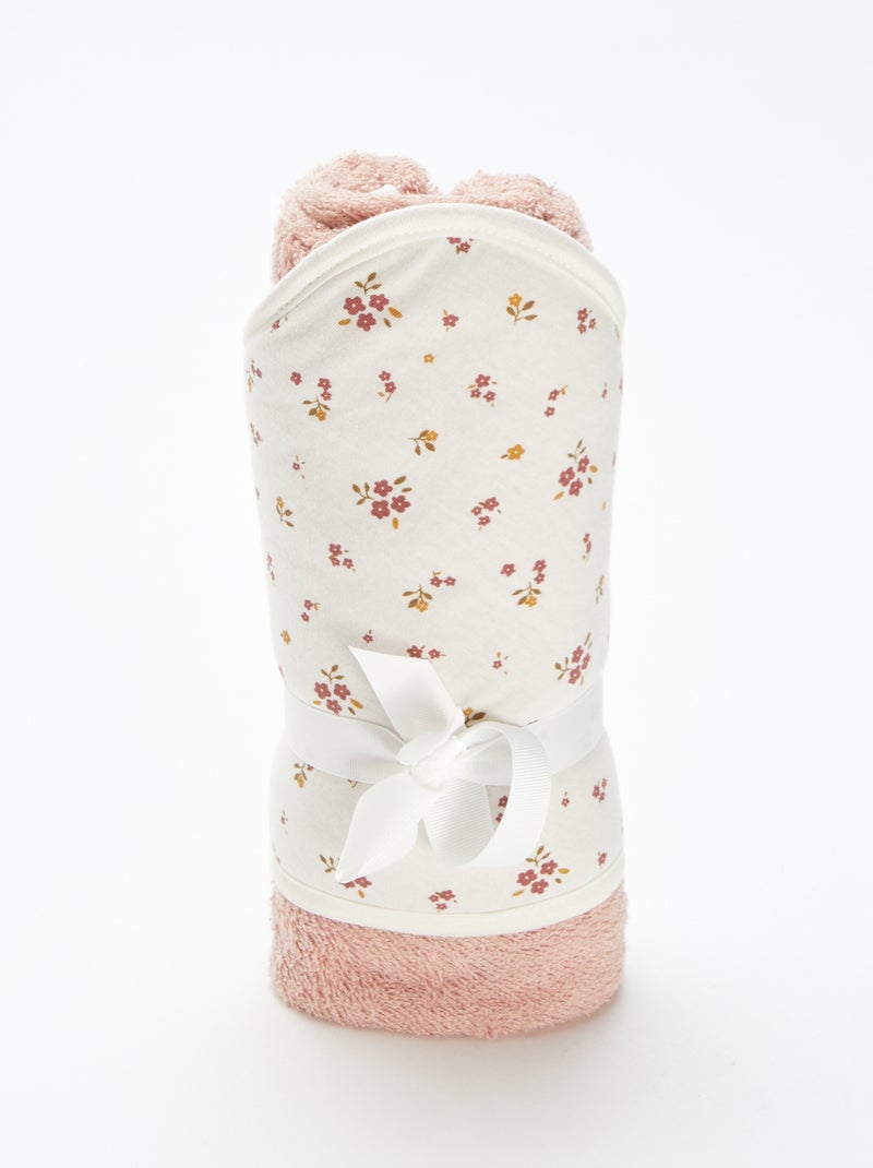Badcape van badstof met print - 75 x 75 cm WIT - Kiabi