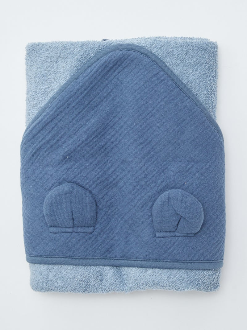 Badcape van luchtig geweven katoen BLAUW - Kiabi