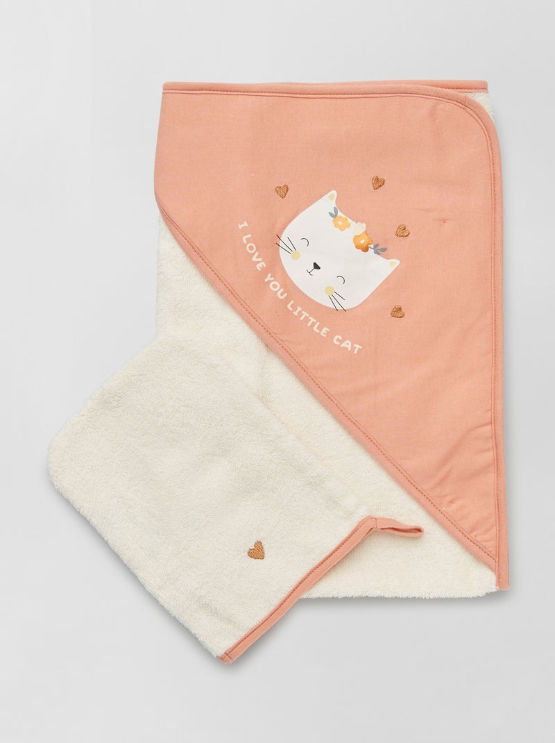 Badcape + washandje roze - Kiabi