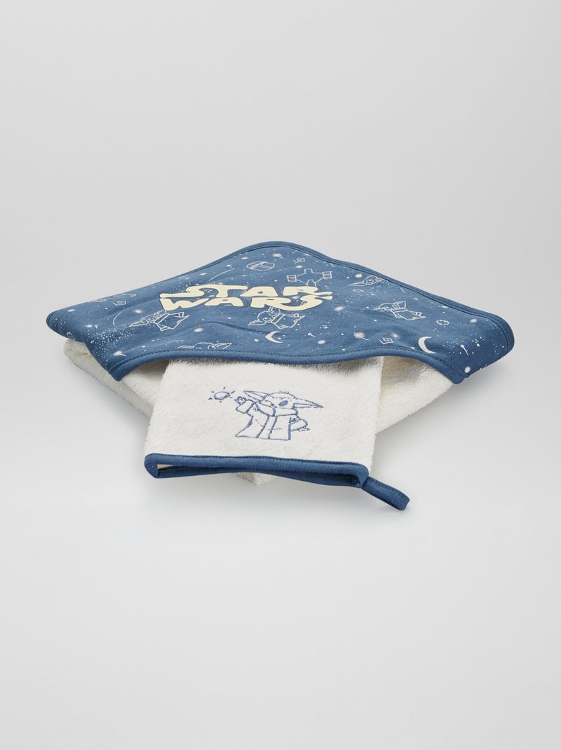 Badcape + washandje 'Star Wars' BLAUW - Kiabi