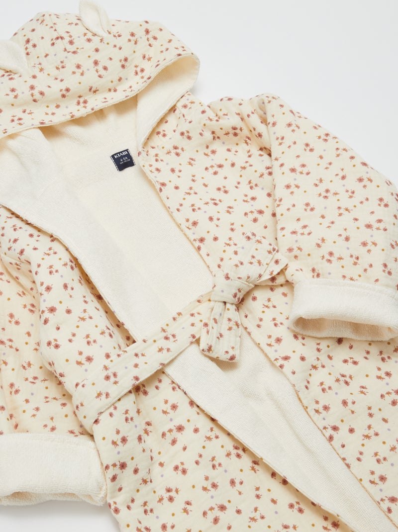 Badjas van badstof en katoengaas - Kiabi Home WIT - Kiabi