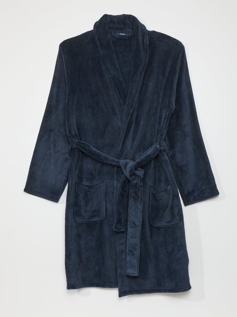 Badjas van fleecestof BLAUW - Kiabi