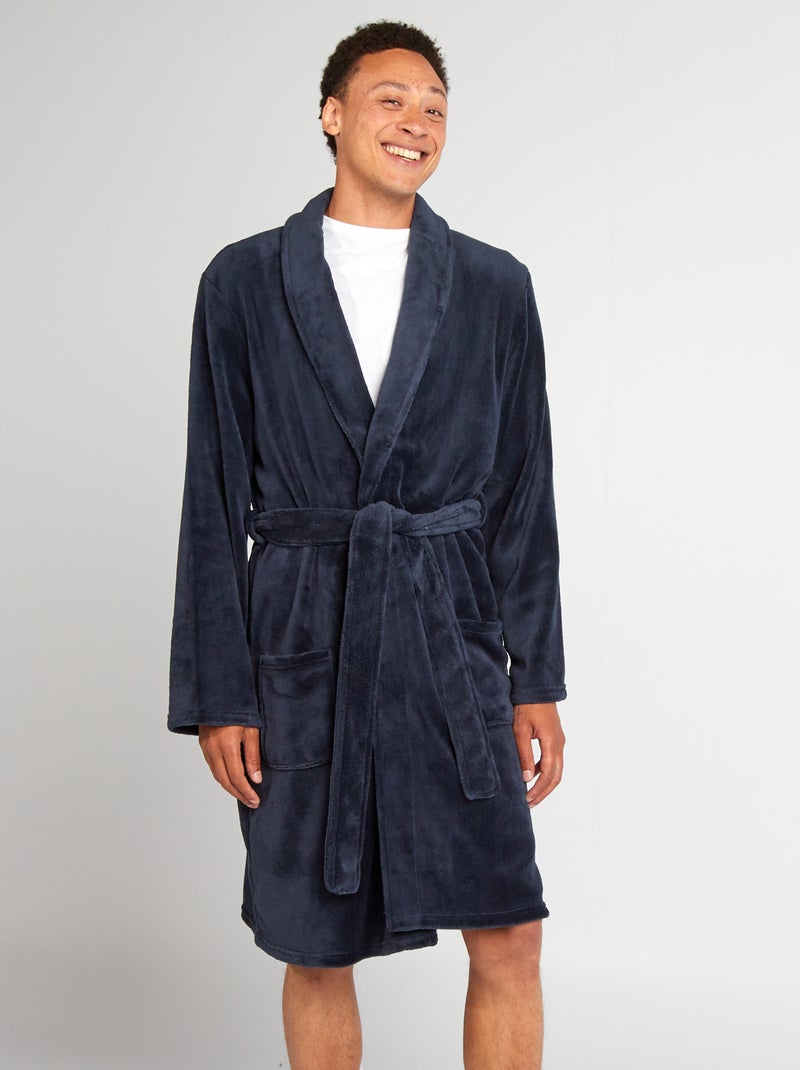 Badjas van fleecestof BLAUW - Kiabi