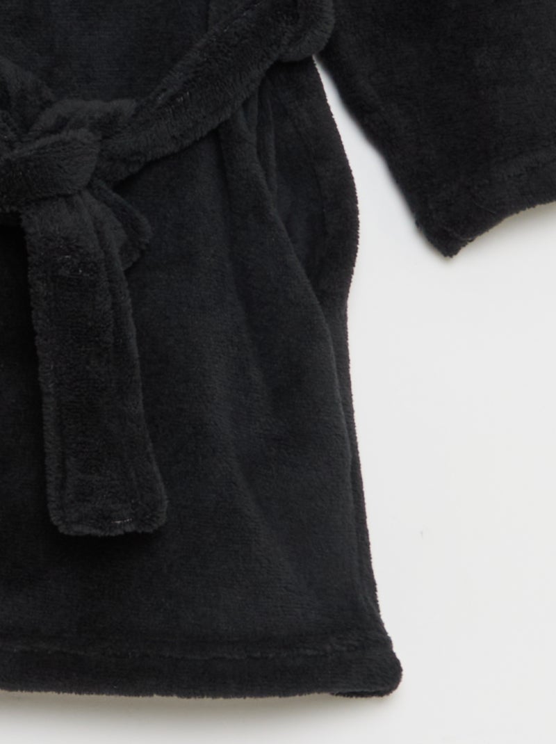 Badjas van fleecestof Zwart - Kiabi
