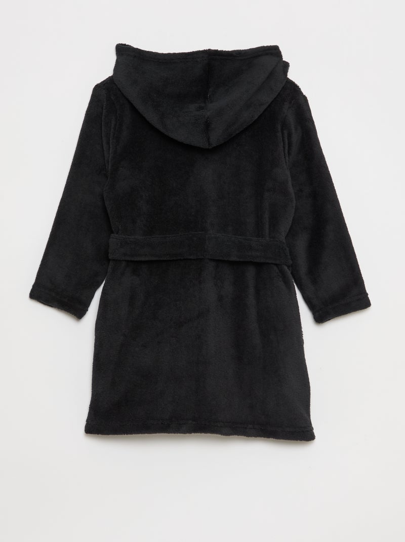 Badjas van fleecestof Zwart - Kiabi