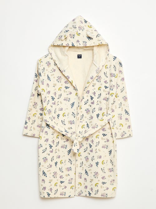Badjas van katoenen badstof met print - Kiabi