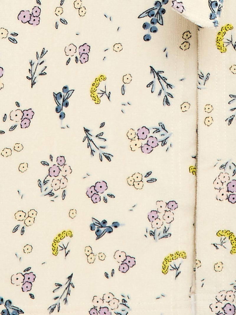 Badjas van katoenen badstof met print Biege - Kiabi