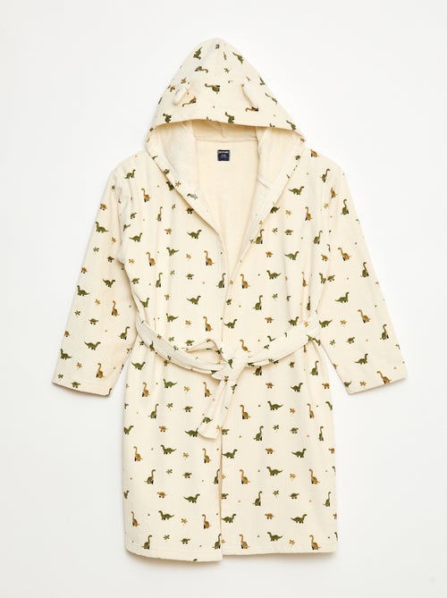 Badjas van katoenen badstof met print - Kiabi