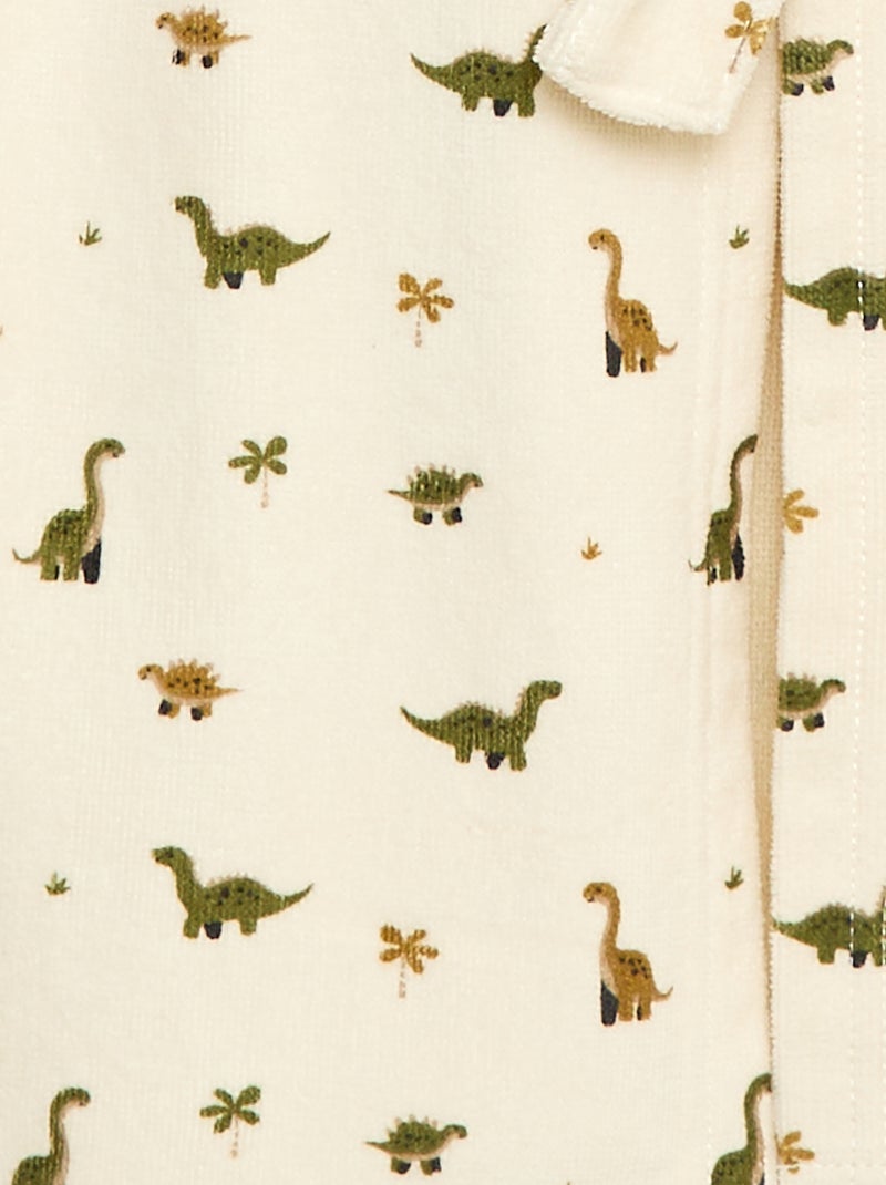 Badjas van katoenen badstof met print Biege - Kiabi