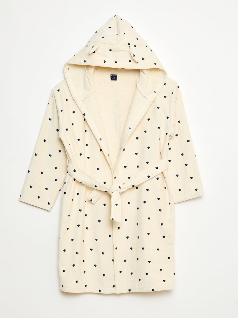 Badjas van katoenen badstof Wit - Kiabi
