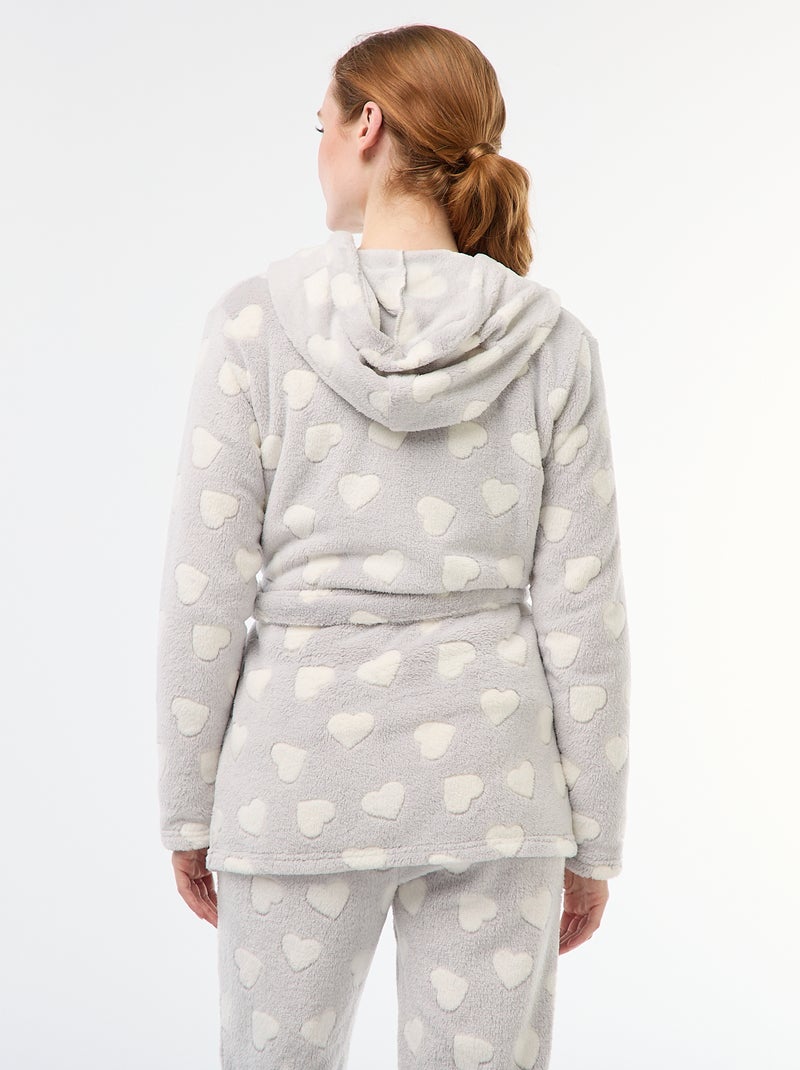 Badjas van zachte fleece Grijs - Kiabi