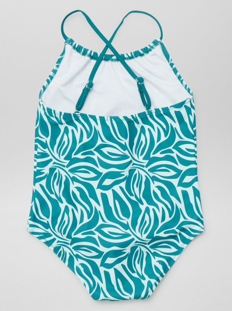 Badpak met bloemenprint - 1-delig BLAUW - Kiabi