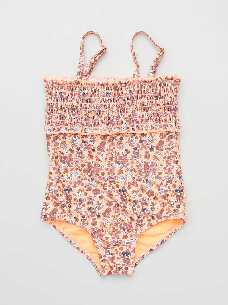 Badpak met bloemenprint oranje print - Kiabi