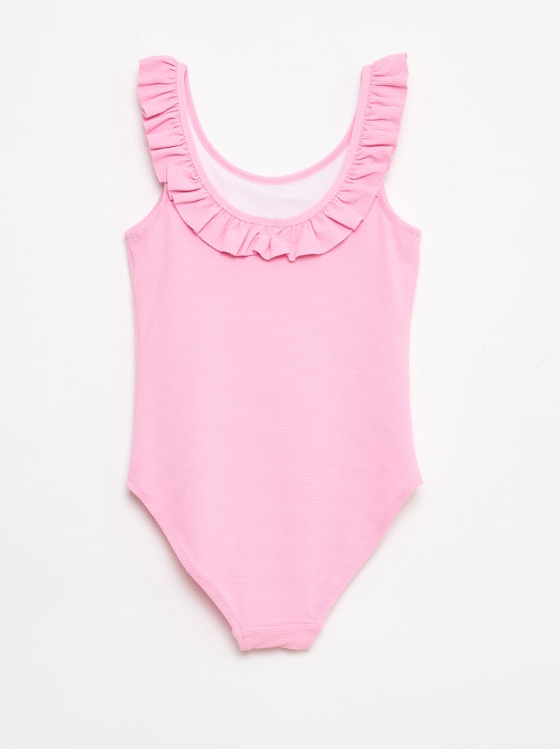 Badpak met effen ruches Rose - Kiabi