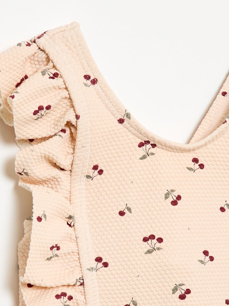 Badpak met motief en volants Rose - Kiabi