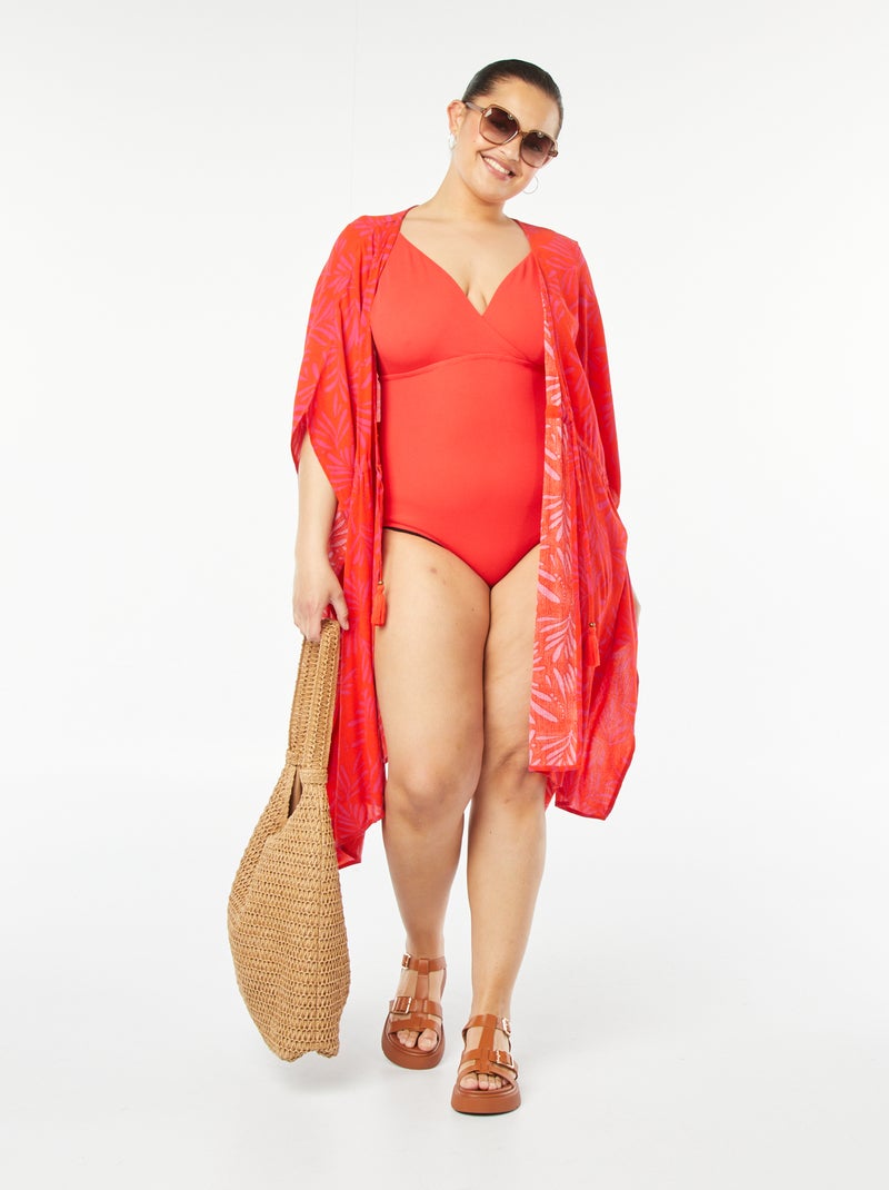 Badpak met ruches ROOD - Kiabi