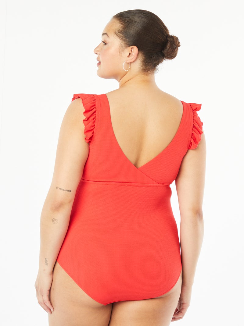 Badpak met ruches ROOD - Kiabi