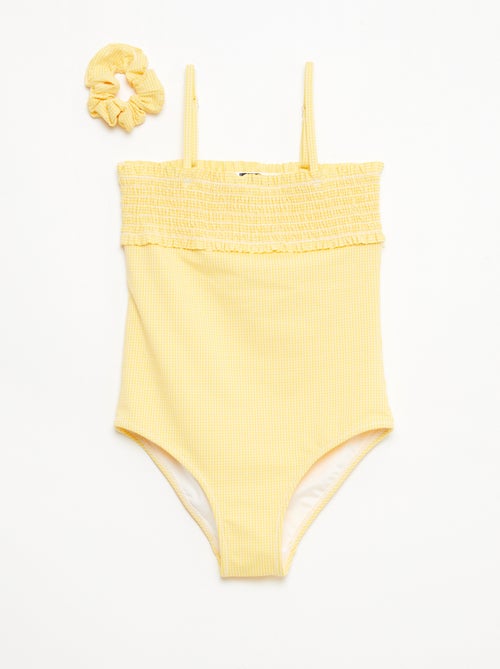 Badpak met smockwerk + scrunchie - 1-delig - Kiabi