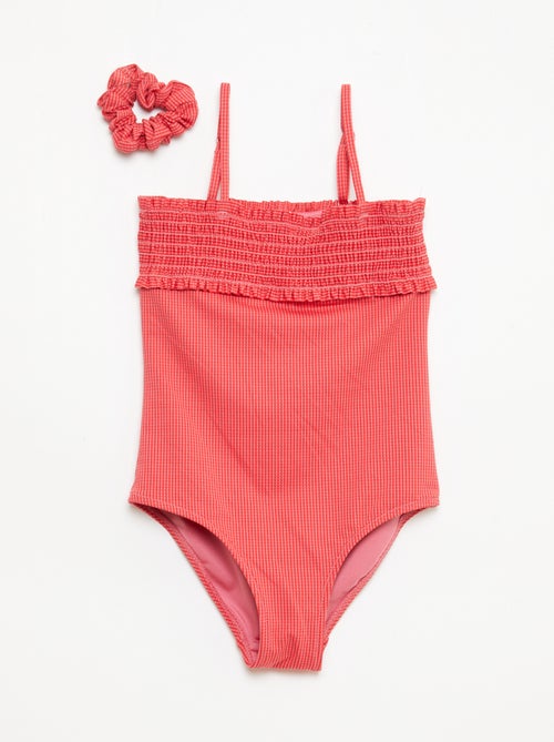 Badpak met smockwerk + scrunchie - 1-delig - Kiabi