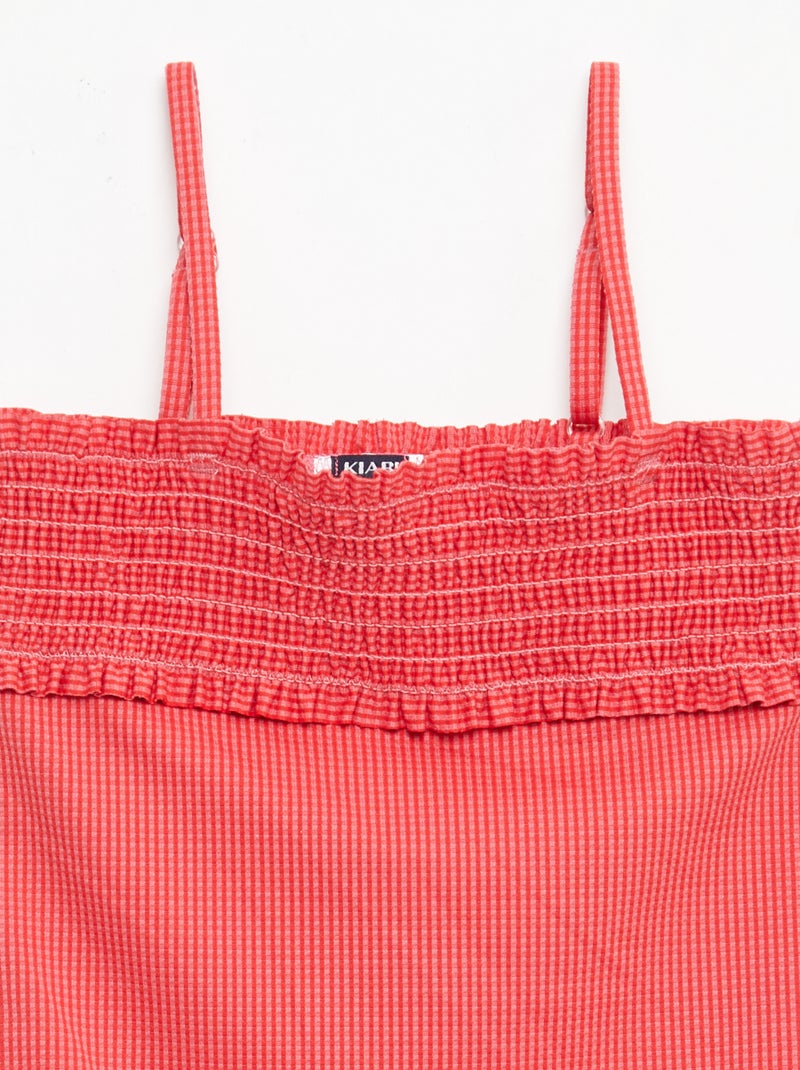 Badpak met smockwerk + scrunchie - 1-delig Rood - Kiabi