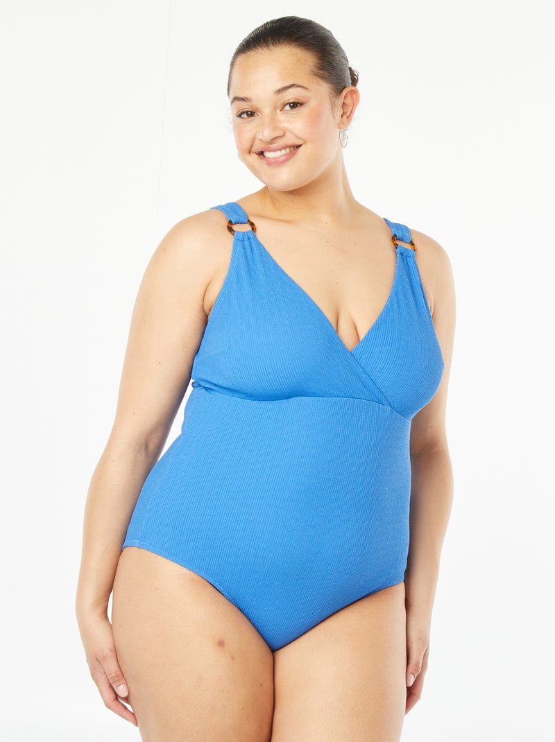 Badpak van ribstof BLAUW - Kiabi