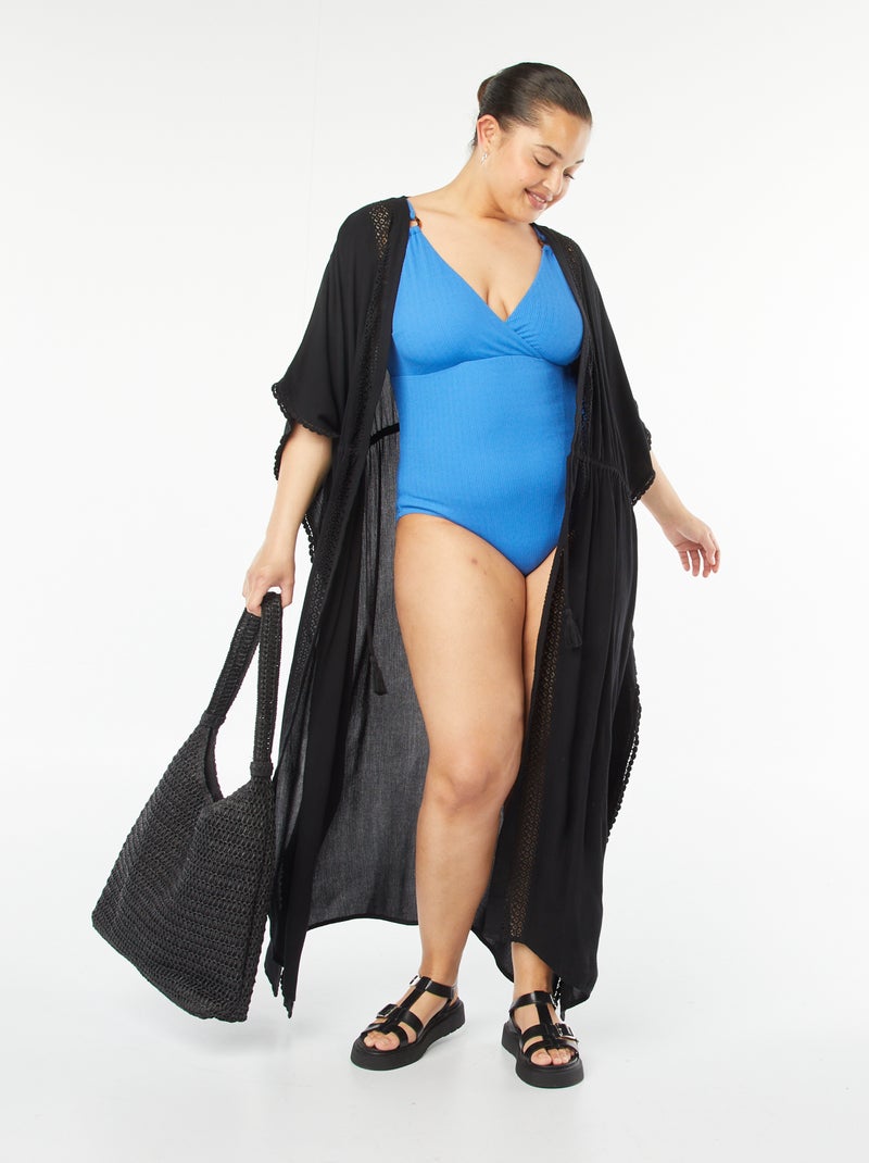 Badpak van ribstof BLAUW - Kiabi