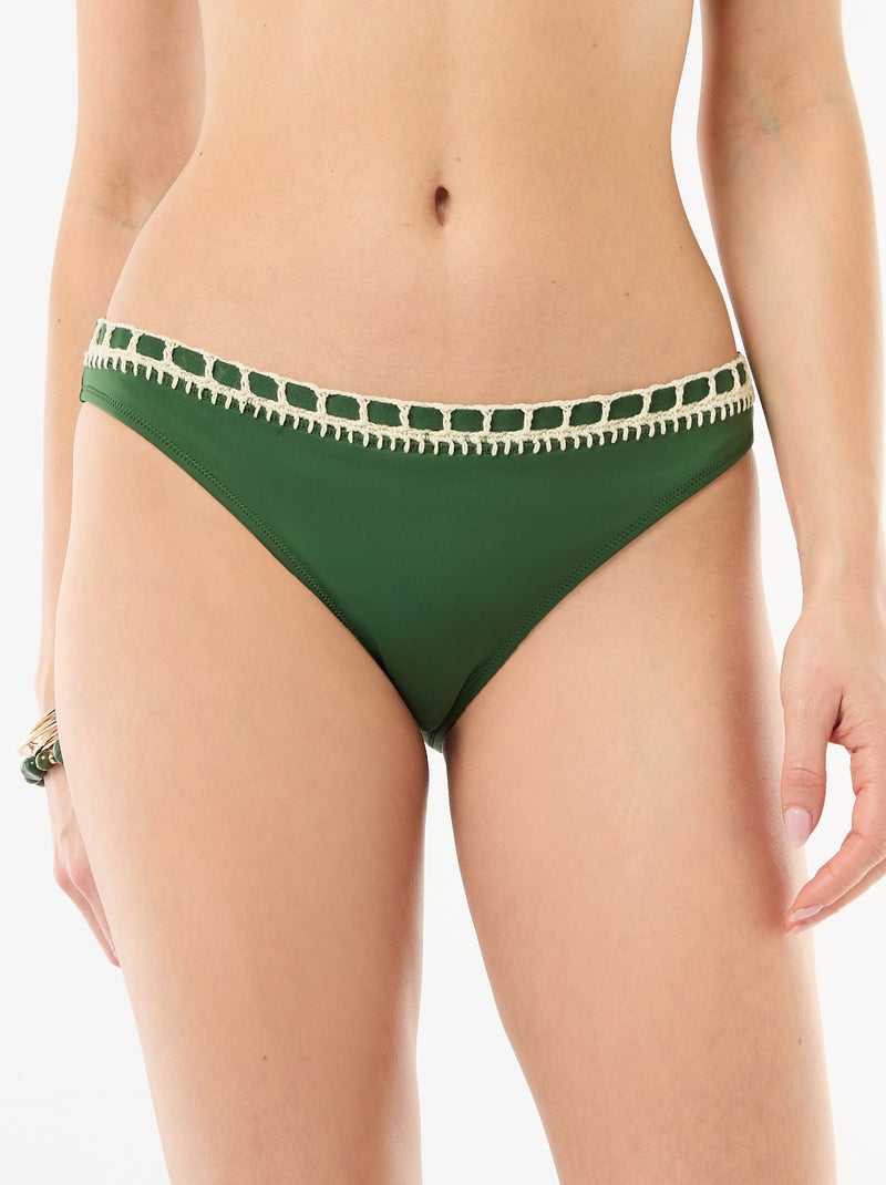 Badslip met macramérand Groen - Kiabi