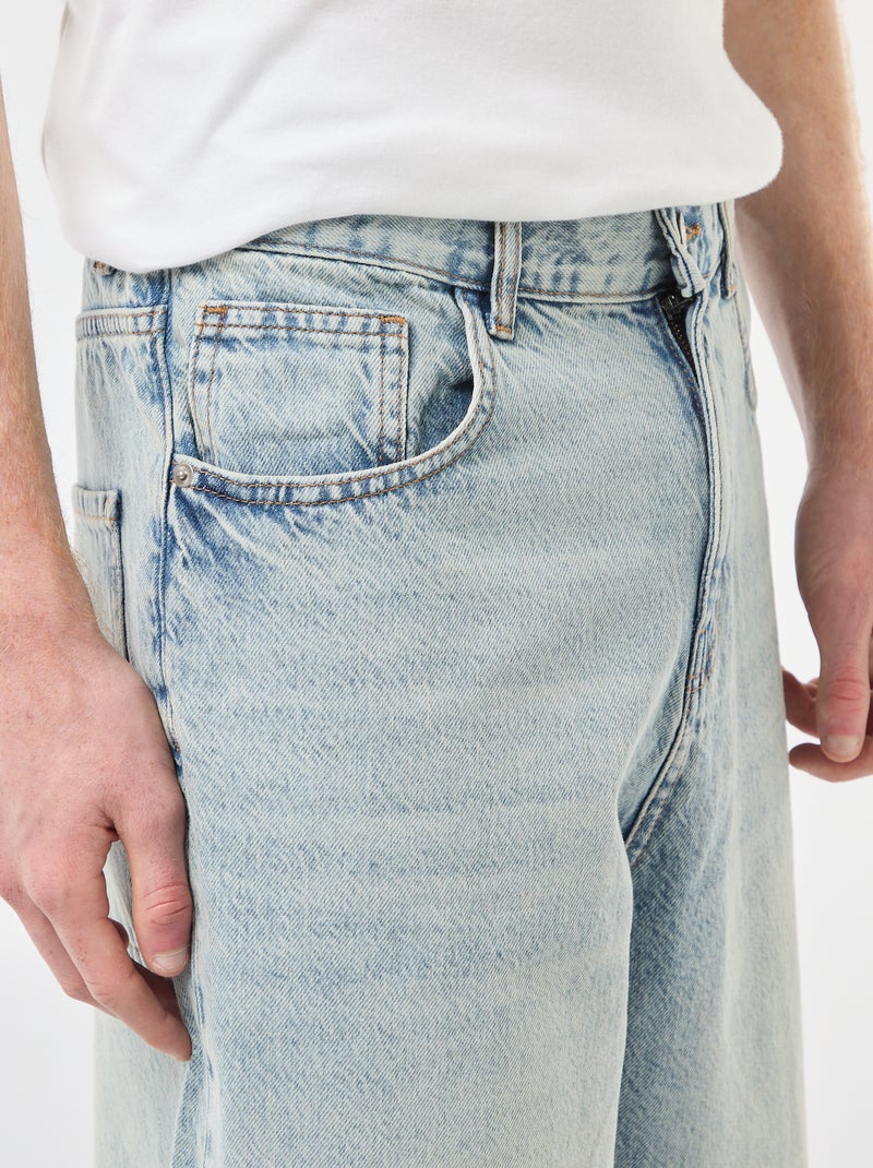 Baggy denim bermuda van katoen Blauw - Kiabi