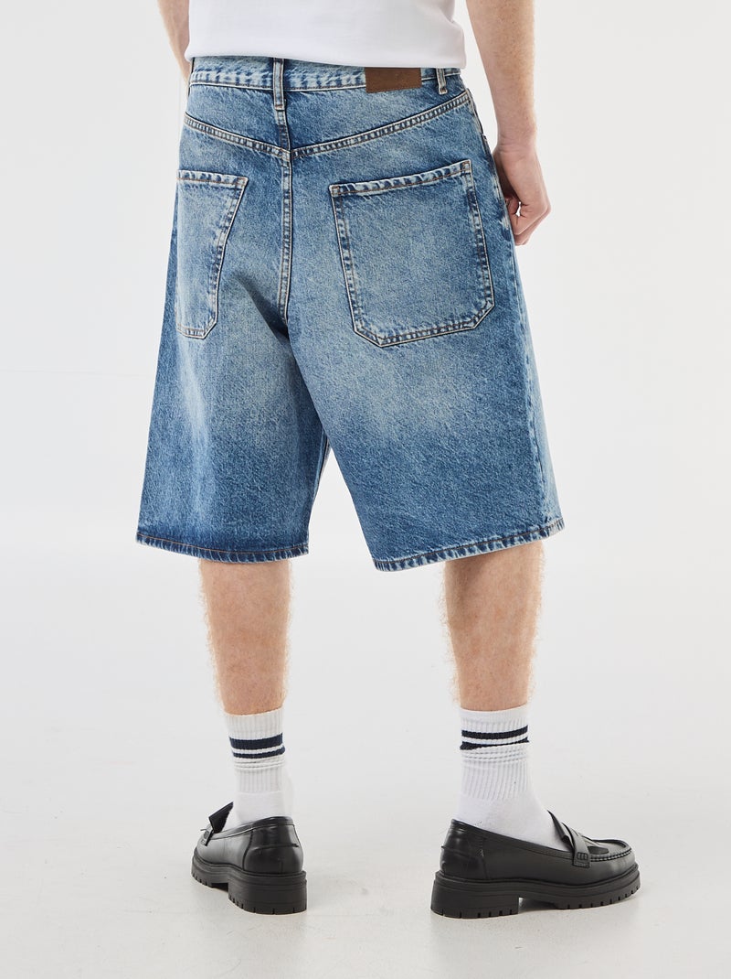 Baggy denim bermuda van katoen Blauw - Kiabi