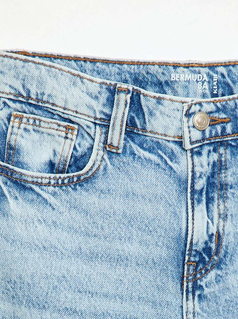 Baggy denim bermuda van katoen Blauw - Kiabi
