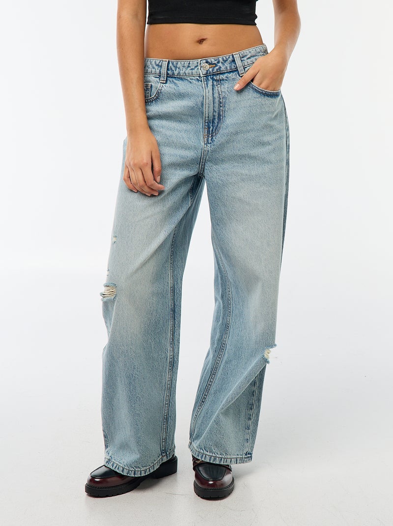 Baggy jeans met 5 zakken en lage taille Blauw - Kiabi