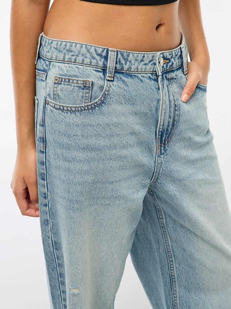 Baggy jeans met 5 zakken en lage taille Blauw - Kiabi