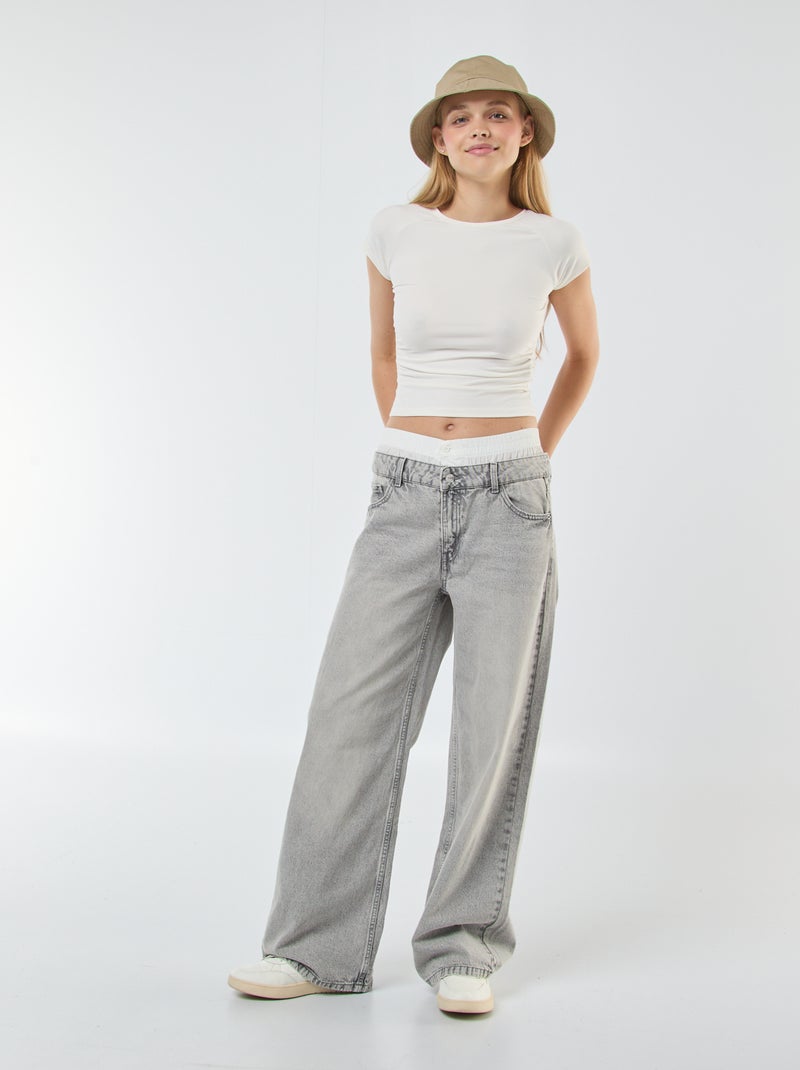 Baggy jeans met onderbroekeffect Grijs - Kiabi