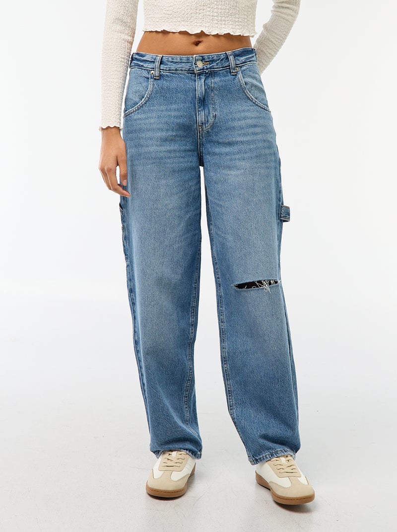 Baggy jeans met scheurtjes Blauw - Kiabi