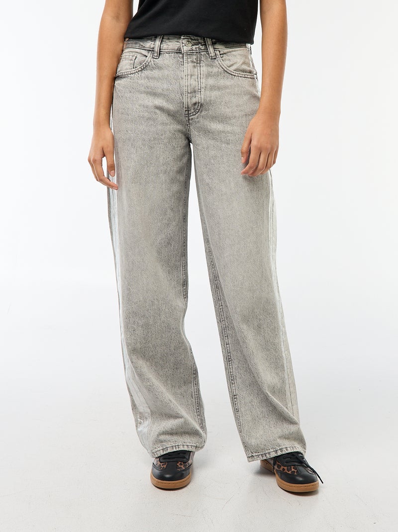 Baggy jeans met zilverkleurige strepen Grijs - Kiabi