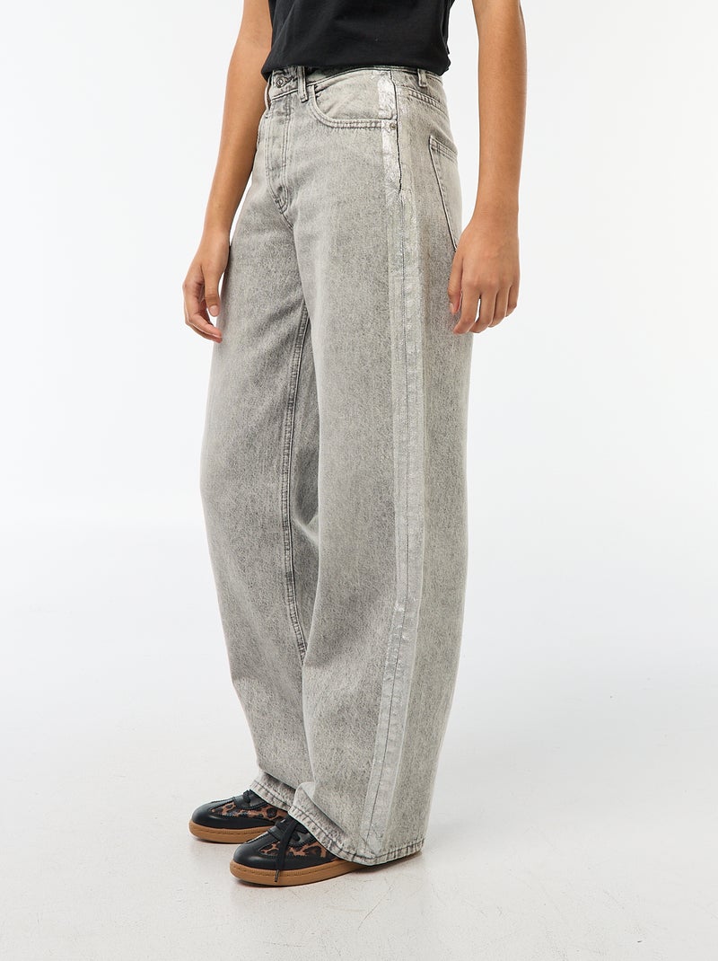 Baggy jeans met zilverkleurige strepen Grijs - Kiabi