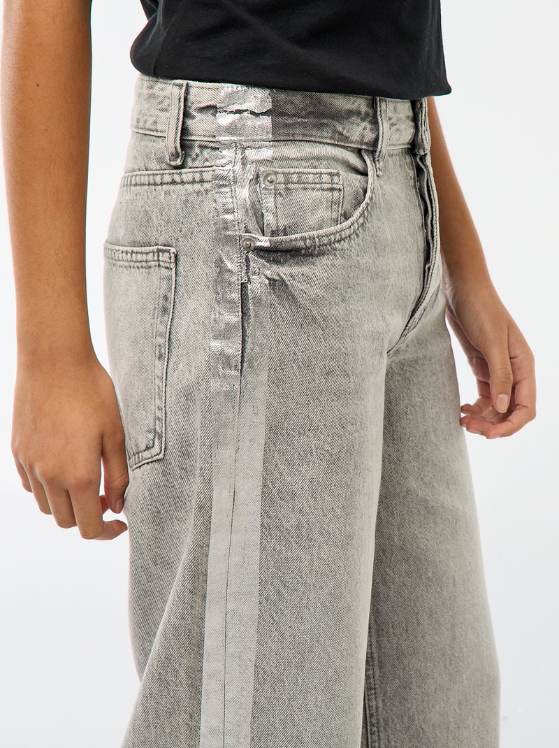 Baggy jeans met zilverkleurige strepen Grijs - Kiabi