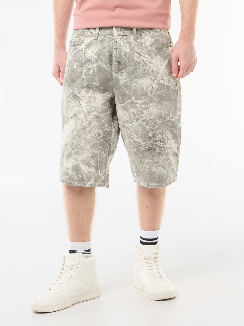 Baggy short met origineel effect van katoen Biege - Kiabi