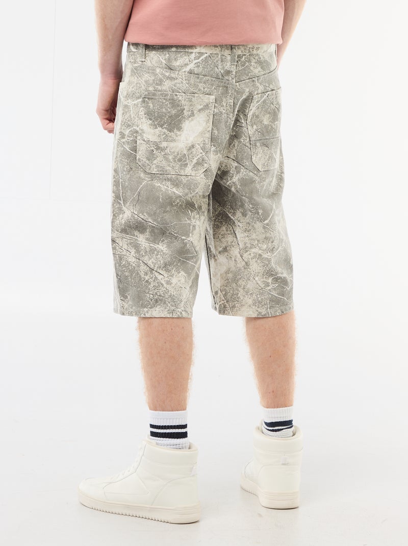 Baggy short met origineel effect van katoen Biege - Kiabi