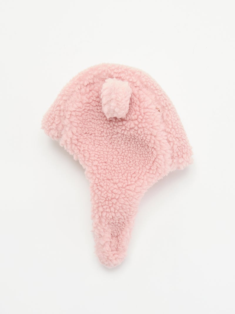 Balaclava met schapenvachteffect en fantasie-oortjes Rose - Kiabi