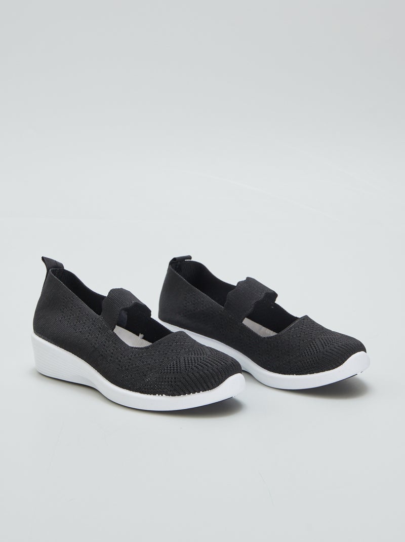 Ballerina in sneakerstijl van mesh ZWART - Kiabi
