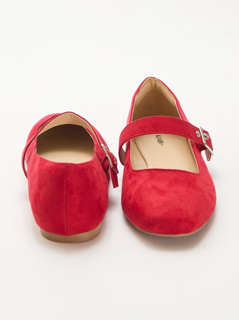 Ballerina's met bandjes en studeffect Rood - Kiabi