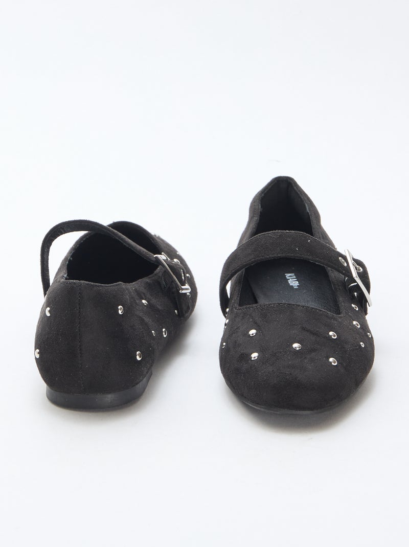 Ballerina's met bandjes en studeffect Zwart - Kiabi