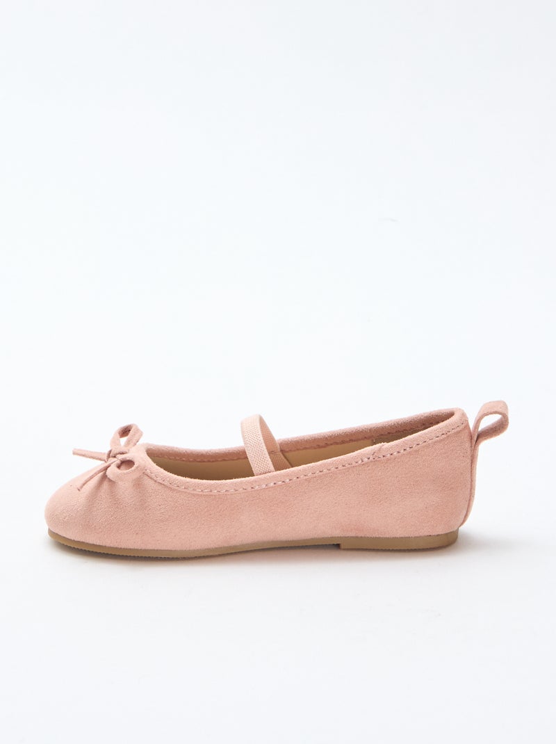 Ballerina's van suèdine met bandje Biege - Kiabi