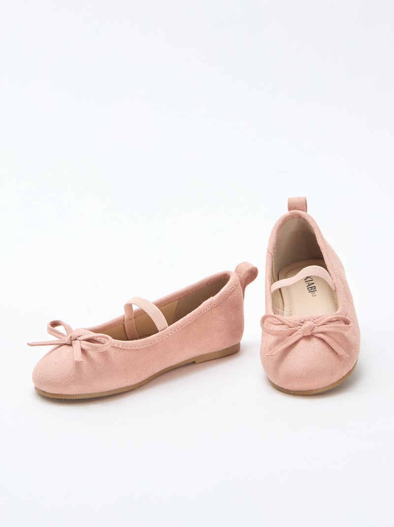 Ballerina's van suèdine met bandje Biege - Kiabi