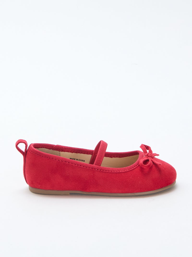 Ballerina's van suèdine met bandje Rood - Kiabi