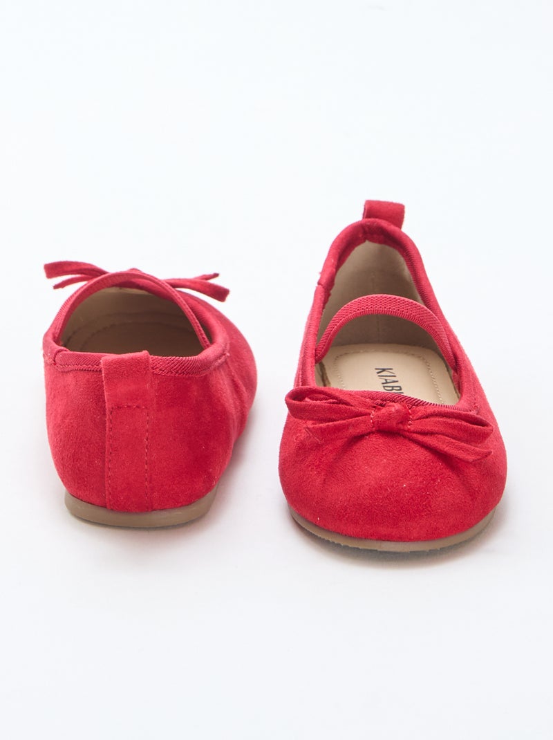 Ballerina's van suèdine met bandje Rood - Kiabi