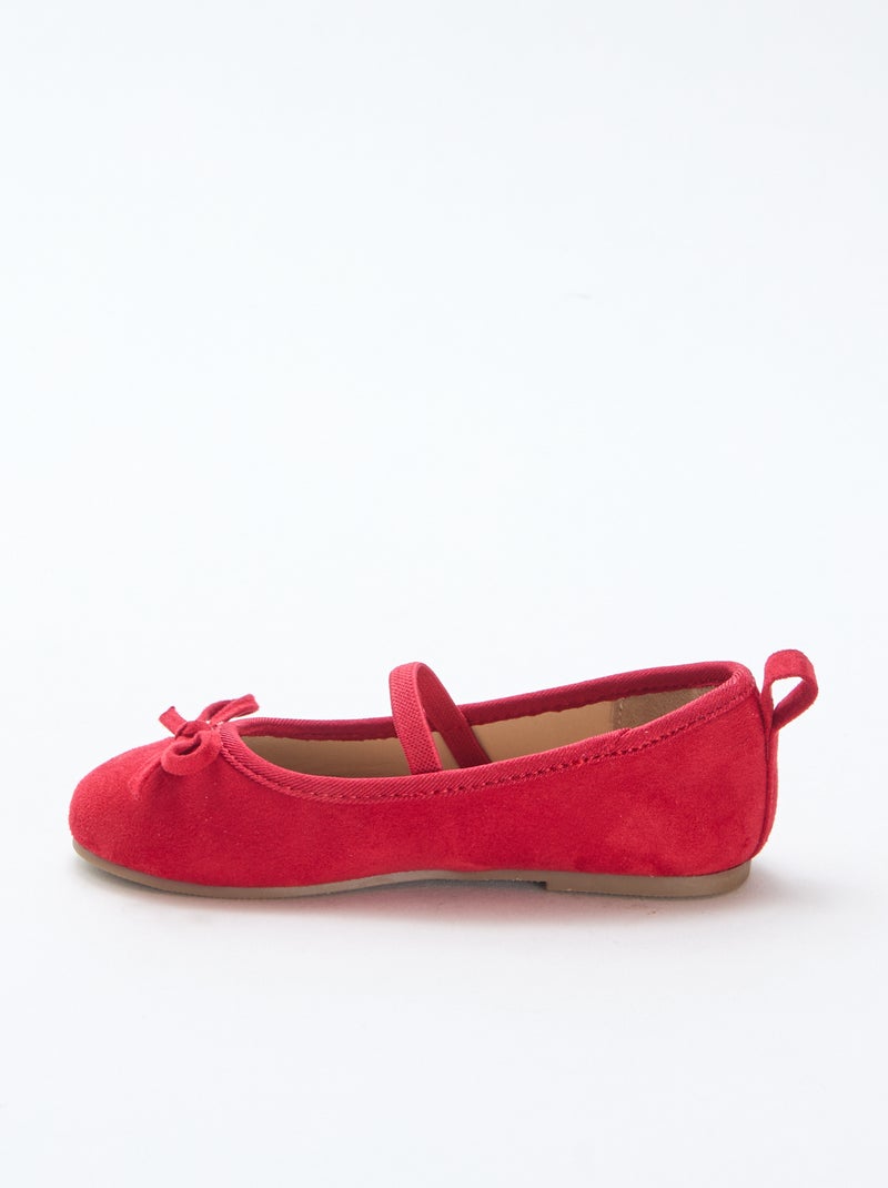 Ballerina's van suèdine met bandje Rood - Kiabi